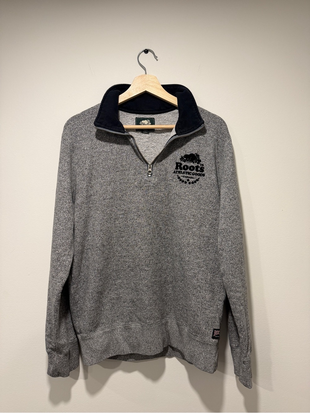 Roots Men's Salt and Pepper Quarter-Zip Sweater